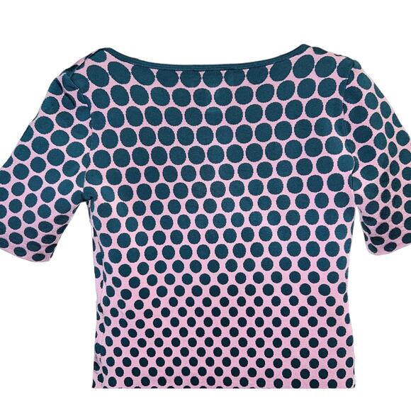 Zac Posen Polka Dot Knit Dress Size Medium Pink Green - Picture 5 of 13